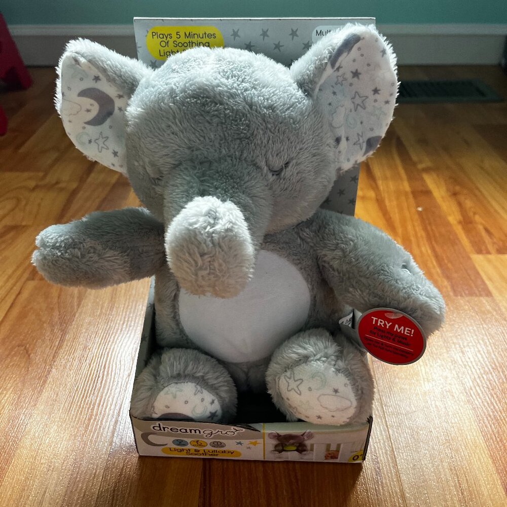 Dreamgro Light & Lullaby Elephant Plush – Soothing Sound & Light Baby Toy, New